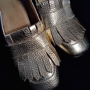 Kenneth Cole kilties loafers silver bronze